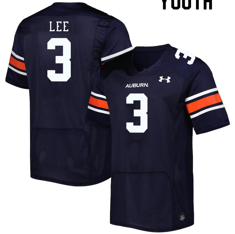 Youth #3 Kayin Lee Auburn Tigers College Football Jerseys Stitched-Navy - Click Image to Close